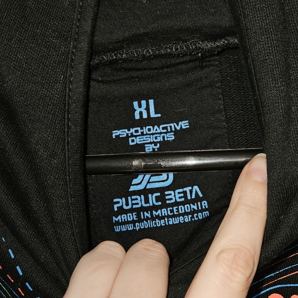 Raver Hoodie Vest Mens XL Public Beta UV Psychedelic Festival Wear - Picture 3 of 10